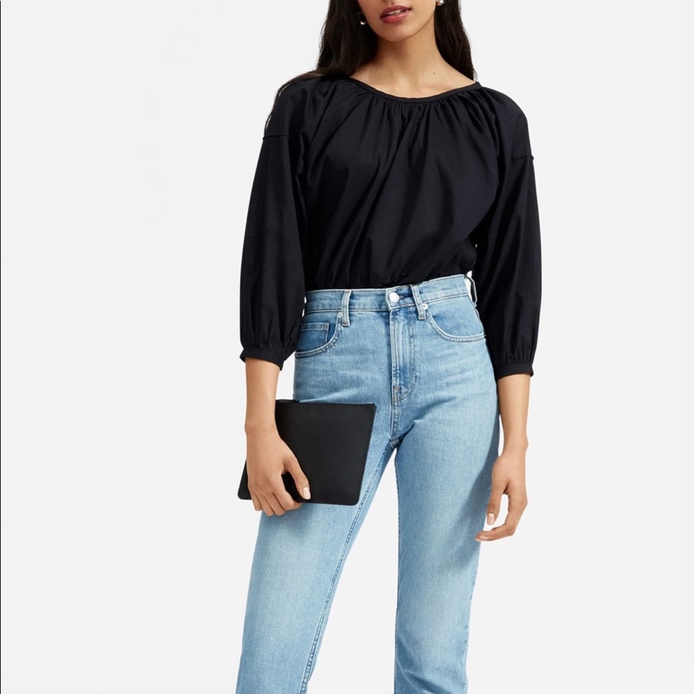EVERLANE The Ruched Air Blouse Black Size 4